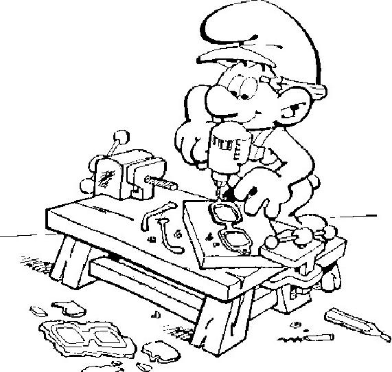 coloriage schtroumpf bricoleur